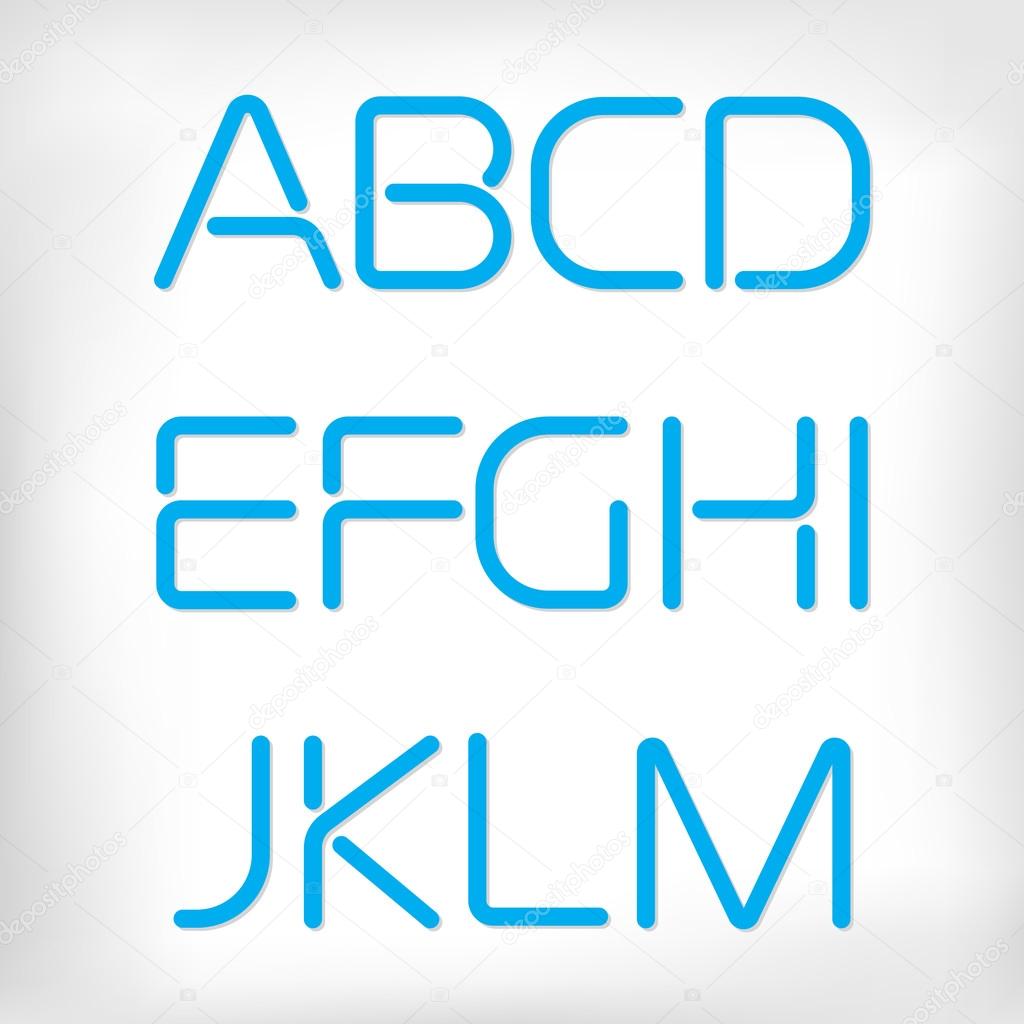 Modern minimal rounded font alphabet set.