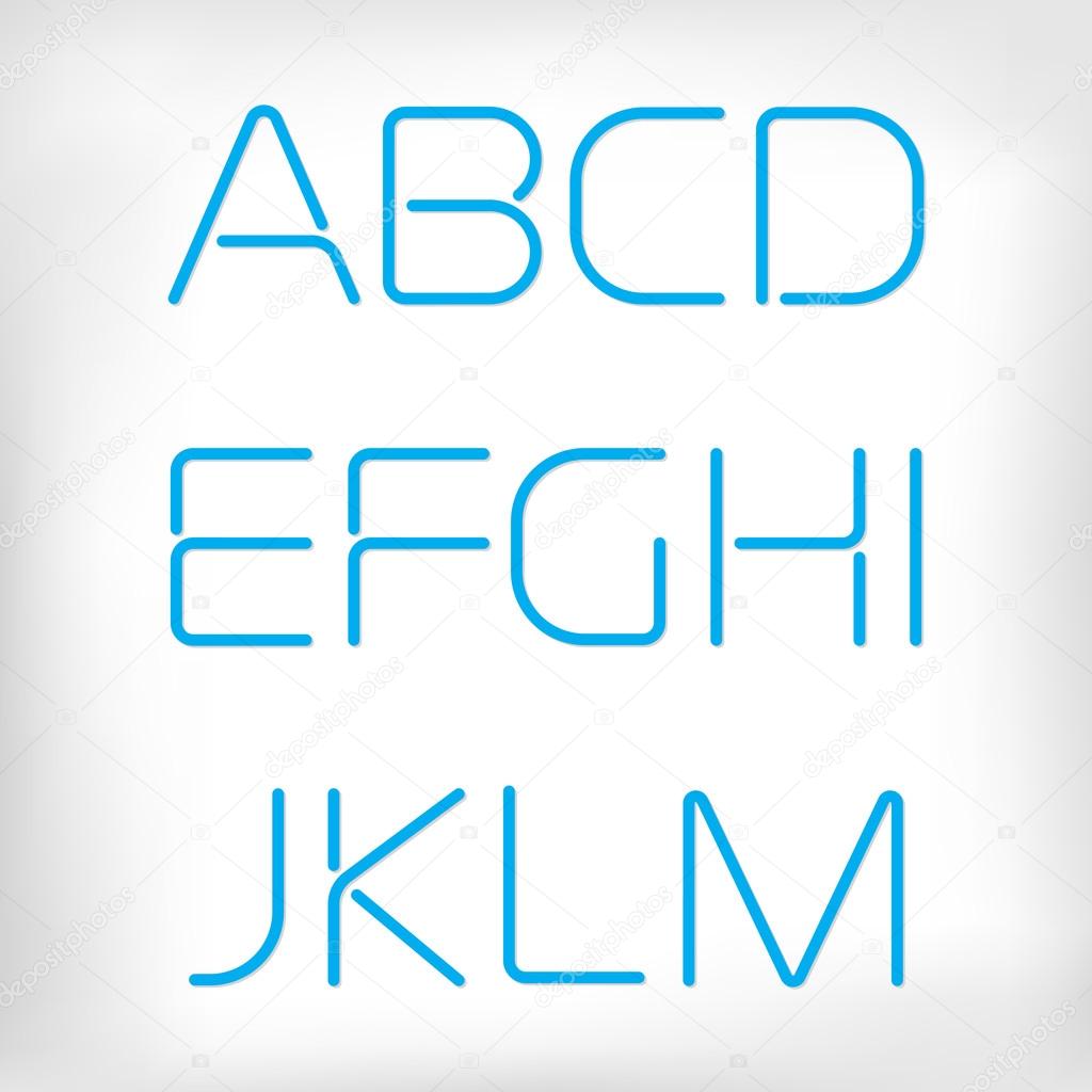 Modern minimal rounded font alphabet set.