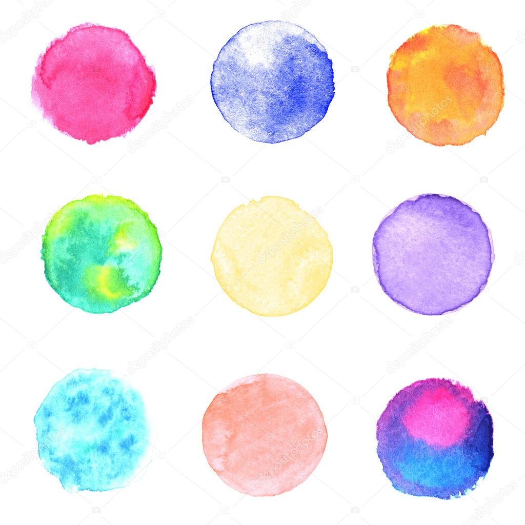 Watercolor multicolored circles collection