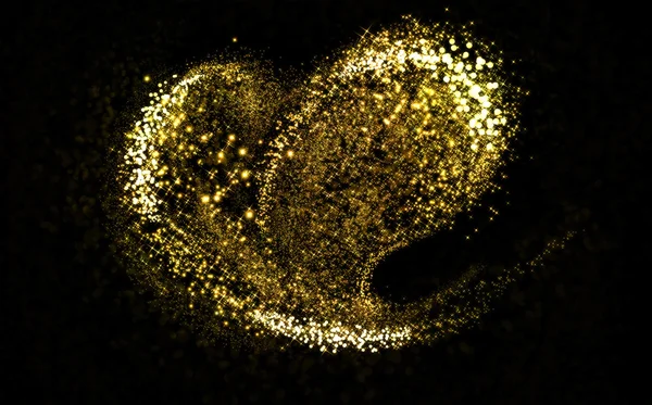 Glittering heart gold cosmic dust tail — Stock Photo, Image