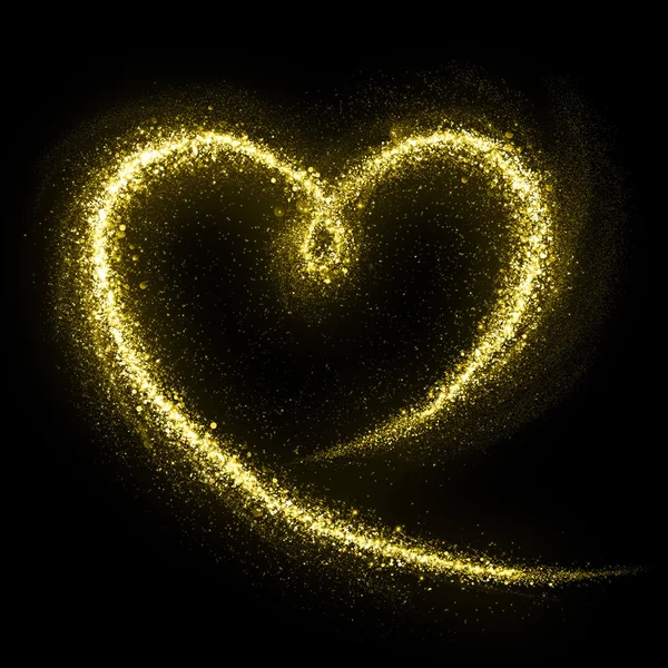 Işıltılı kalp altın kozmik toz kuyruk — Stok fotoğraf
