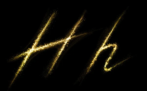 H letter of gold glittering stars dust flourish tail — Stock Photo, Image