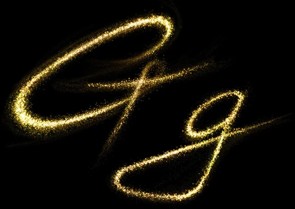 G letter of gold glittering stars dust flourish tail — Stock Photo, Image