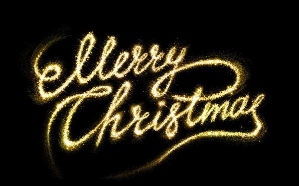 Merry Christams Gouden Vuur schrijven — Stockfoto