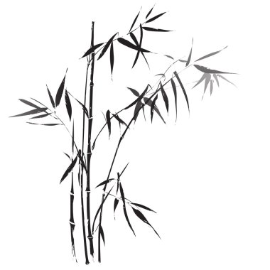 Bamboo branches outlined in black clipart