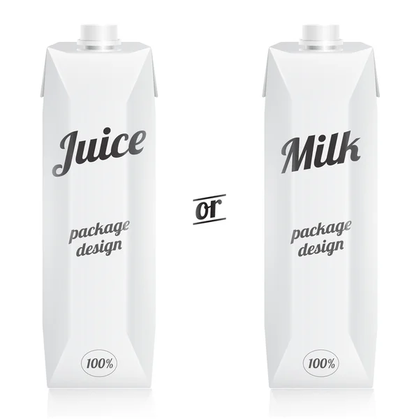 Wektor mleka lub soku pakiety z filiżanki — Wektor stockowy