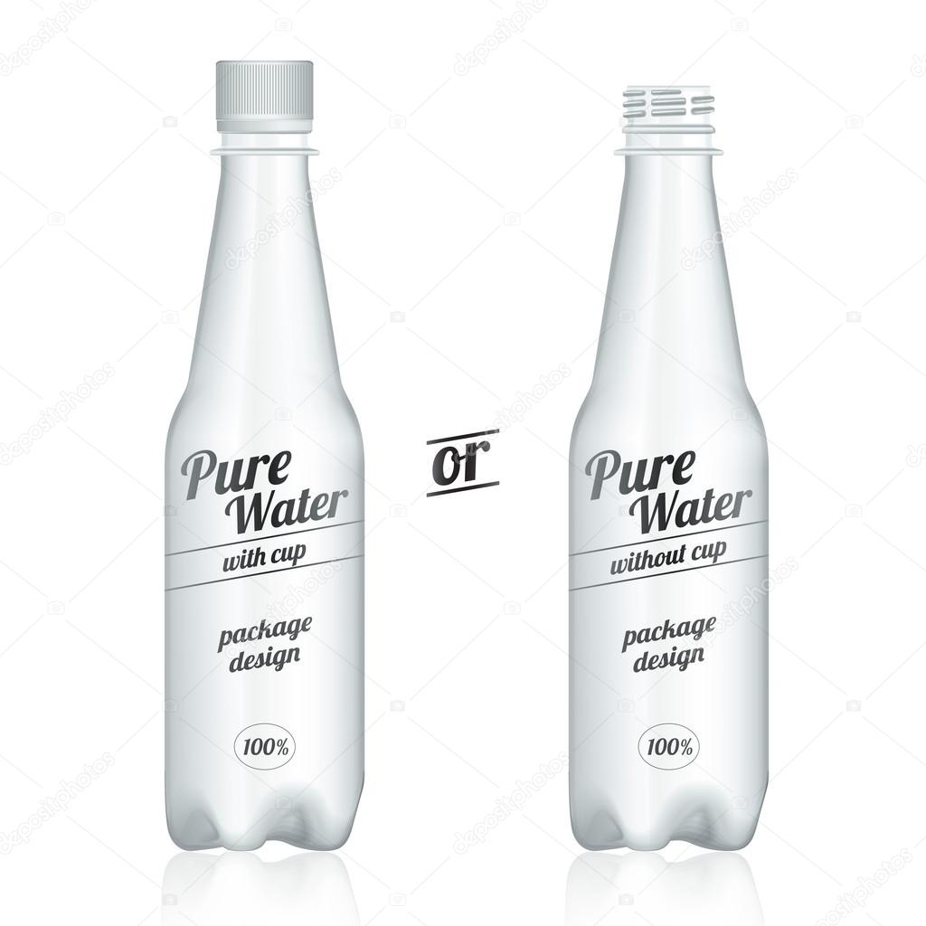 Vector plastic bottle packages with cup