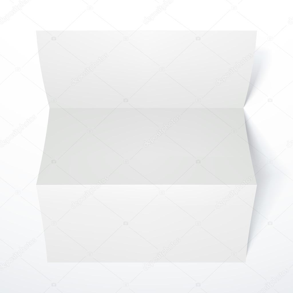 Blank white folded paper leaflet