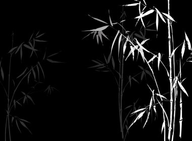 White Bamboo branches ornament clipart