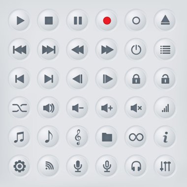 Media player denetimi düğmeleri koleksiyonu