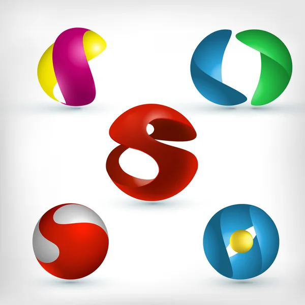 Abstract 3d sphere icons set — Stock Vector
