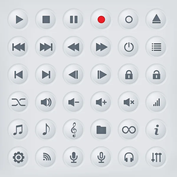 Colección de botones de control de reproductor multimedia — Archivo Imágenes Vectoriales