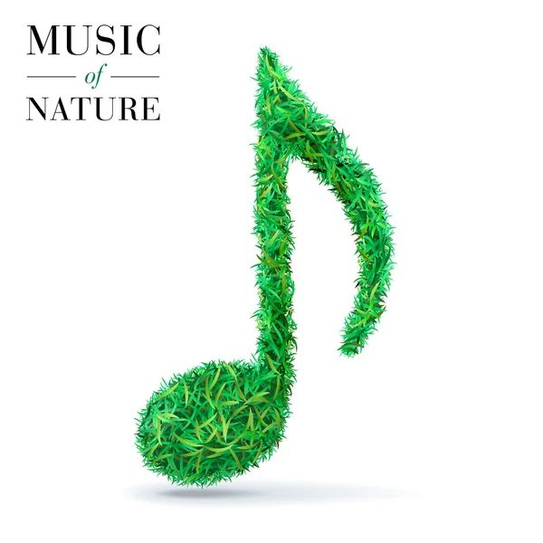 Green grass textured music note. — Stock Vector