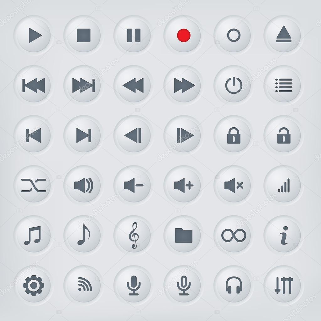 Media player control buttons collection
