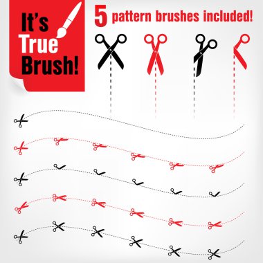 Vektör makas simgesi kesme hatları ile