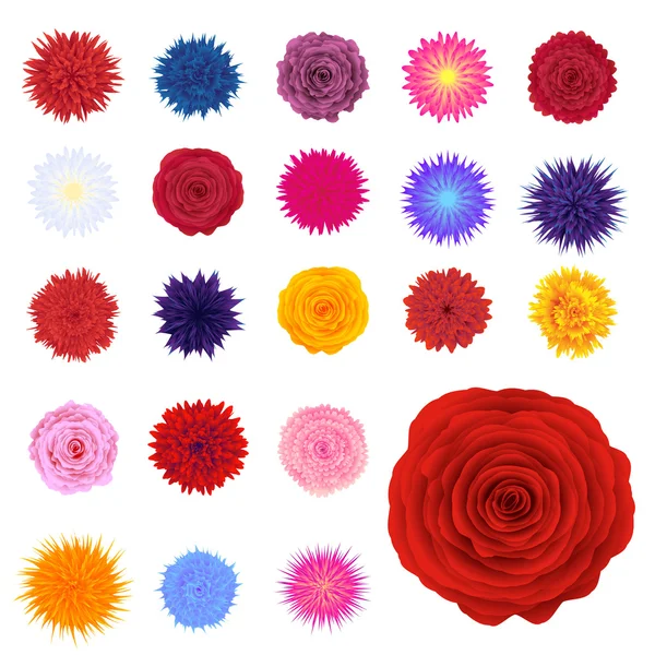 Ensemble de boutons de fleurs vectorielles — Image vectorielle