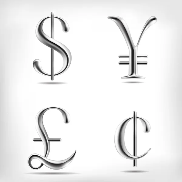 Metalen legering valuta tekenen set — Stockvector