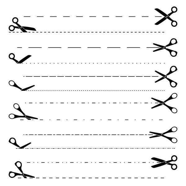 Icona delle forbici vettoriali con linee di taglio — Vettoriale Stock