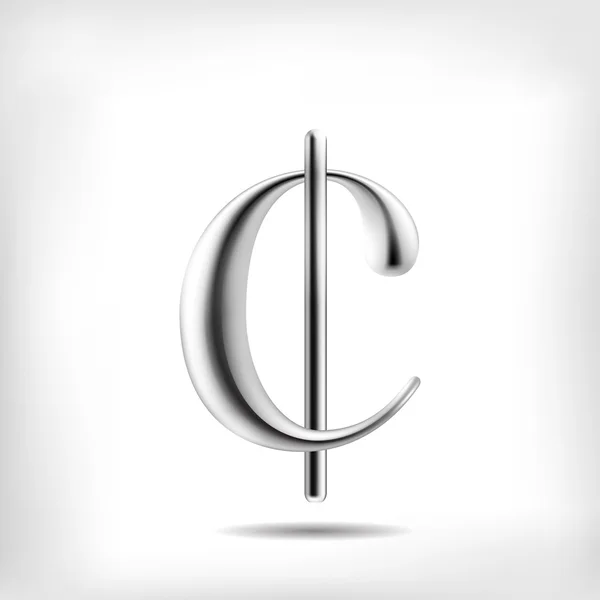 Signo de moneda de aleación de metal Cent — Vector de stock