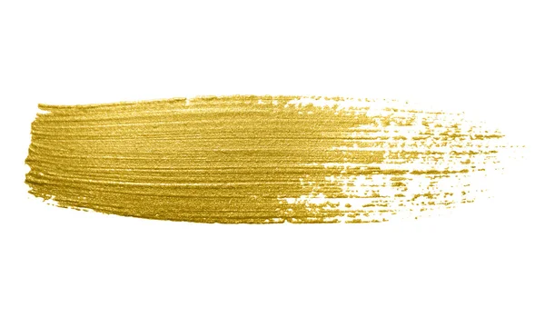 Gold paint brush stroke. — Stock Photo, Image