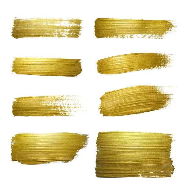 Gold paint smear stroke stain set. — Stock Photo © ronedale 91845376