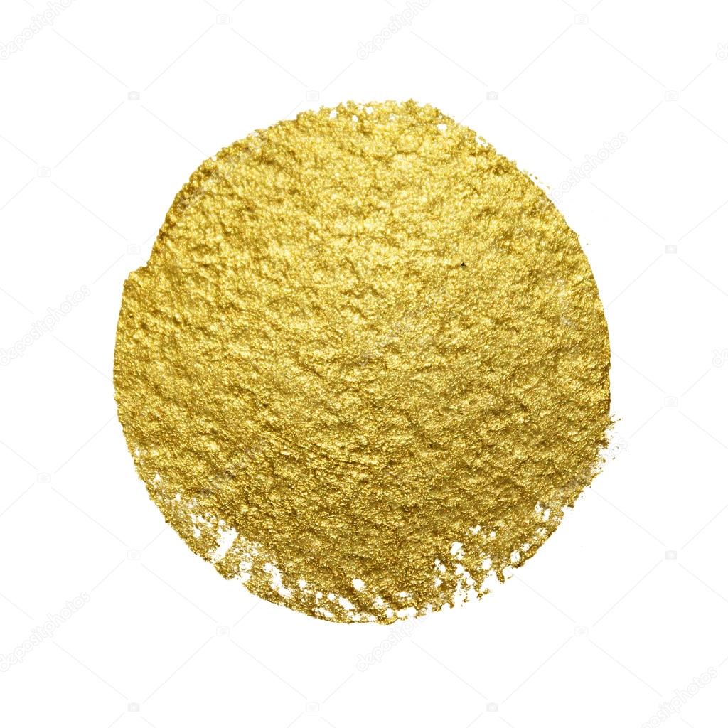 Shimmering Golden Paint Stain Isolated On A White Background