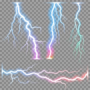 Vektör gerçekçi Lightning'ler yıldırım