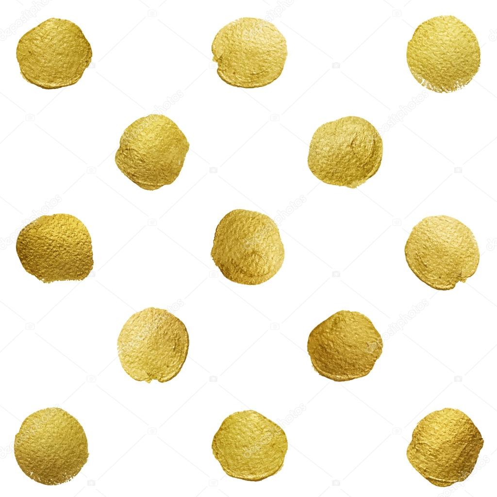 Vector gold glittering polka dot stains pattern