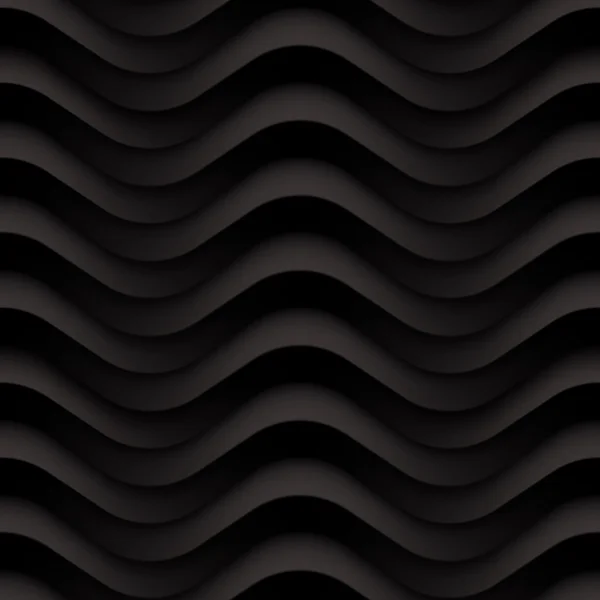 Panel de fondo sin costura con textura de onda negra vectorial — Vector de stock