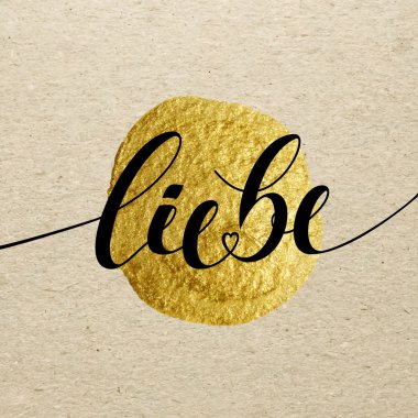 Alman Sevgililer günü kartı. Altın Liebe hat yazı.