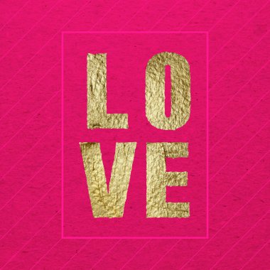 Tebrik kartı Sevgililer günü için seviyorum. Altın rengi boya.