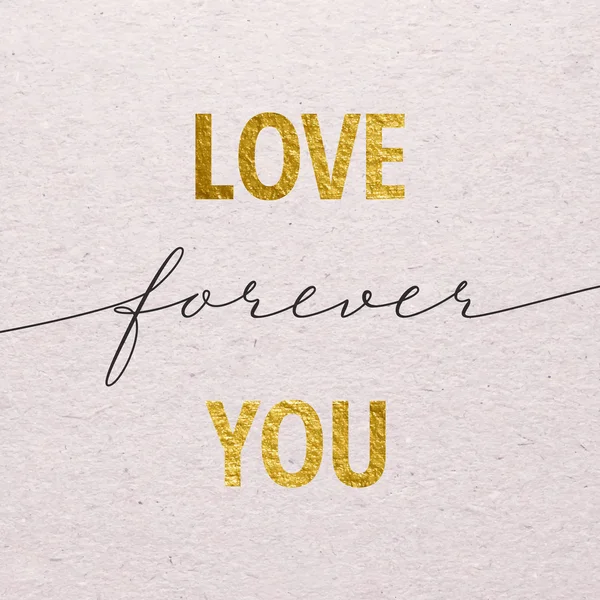 Miluji tě navždy Valentýna karty. Zlata kaligrafie písma. — Stockový vektor