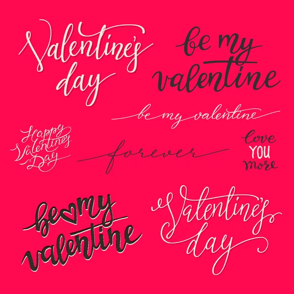 Valentines day card. Calligraphy lettering on red background. — Stock Vector