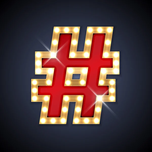 Векторні ілюстрації реалістичні ретро Вивіска знак номера, хеш, Hashtag — стоковий вектор