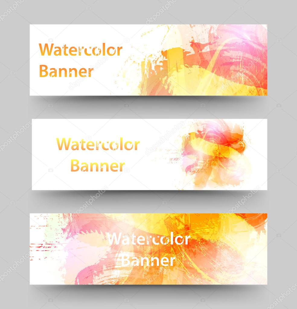 Set of watercolor banners