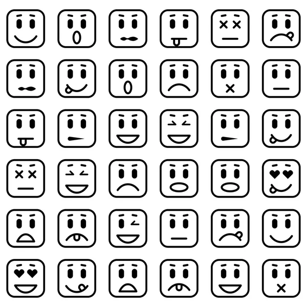 Conjunto de emoticons quadrados — Vetor de Stock