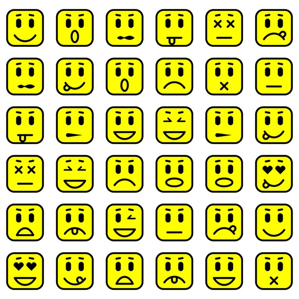 Set of square emoticons — Stock Vector