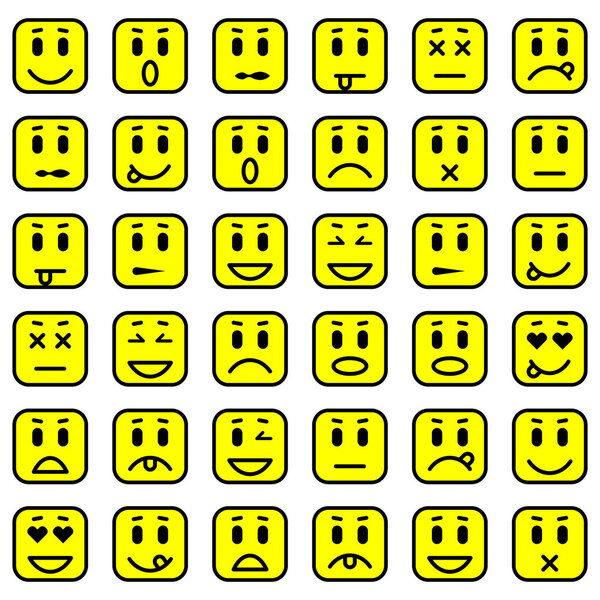 Set of square emoticons