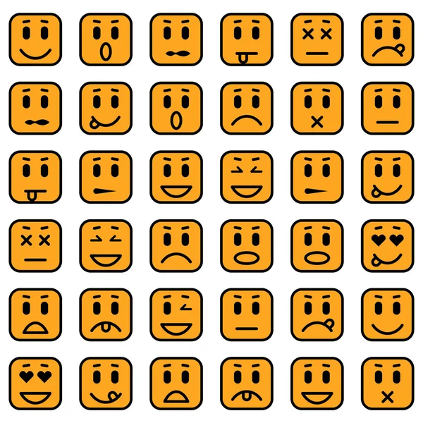 Conjunto de emoticons quadrados — Vetor de Stock