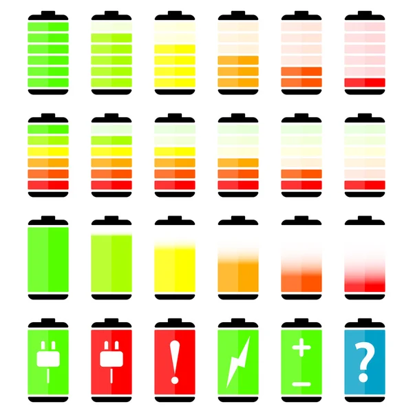 Symbole für den Ladestand der Batterie — Stockvektor