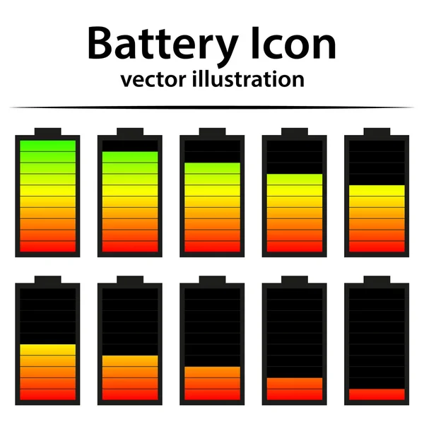 Indicador de nivel de carga de la batería iconos — Archivo Imágenes Vectoriales