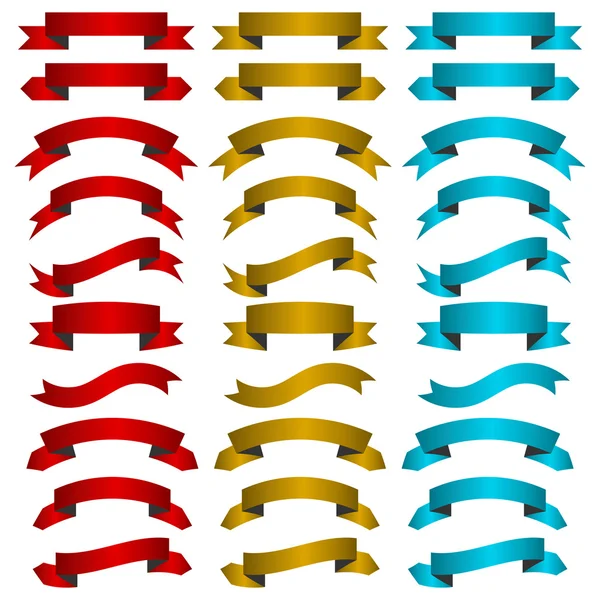 Ensemble de bannières de rubans colorés — Image vectorielle