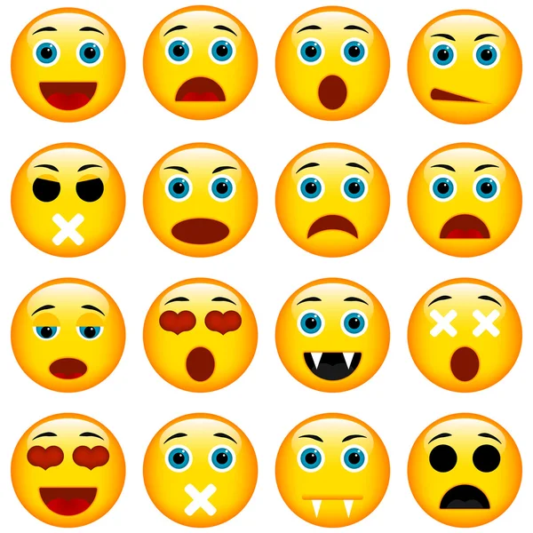 Ensemble d'émoticônes. Ensemble d'Emoji — Image vectorielle