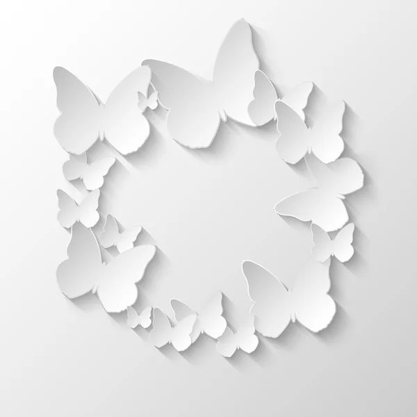 Marco con mariposas de papel — Vector de stock