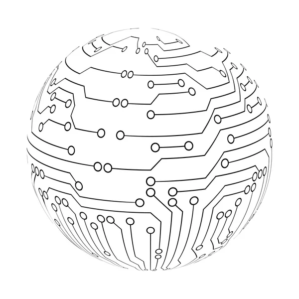 Esfera de placa de circuito abstracto — Archivo Imágenes Vectoriales