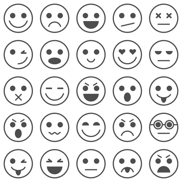 Conjunto de Emoticons. Conjunto de Emoji. Ícones do Emoticon. Emoticon design plano. Coleção de emoticons — Vetor de Stock