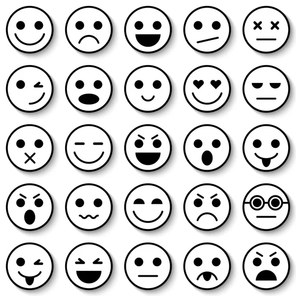 Conjunto de Emoticons. Conjunto de Emoji. Ícones do Emoticon. Emoticon design plano. Coleção de emoticons — Vetor de Stock