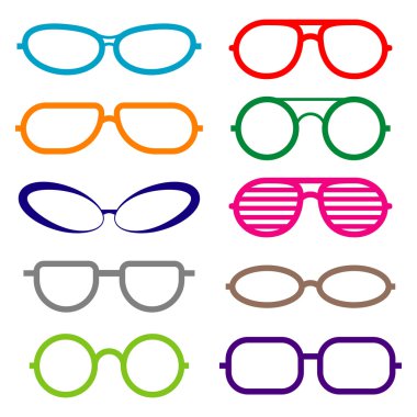 İzole gözlük dizi. Gözlük simgeler.