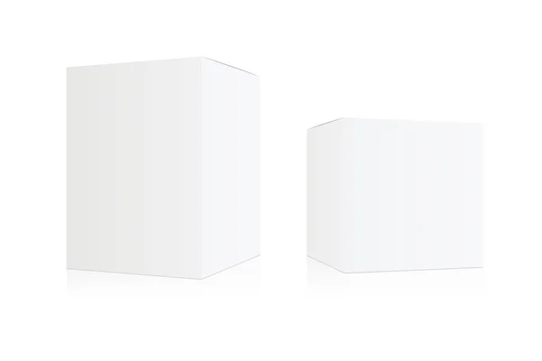 Juego Maqueta Caja Blanca Paquete Productos Cosméticos Burla Ilustración Vectorial — Vector de stock
