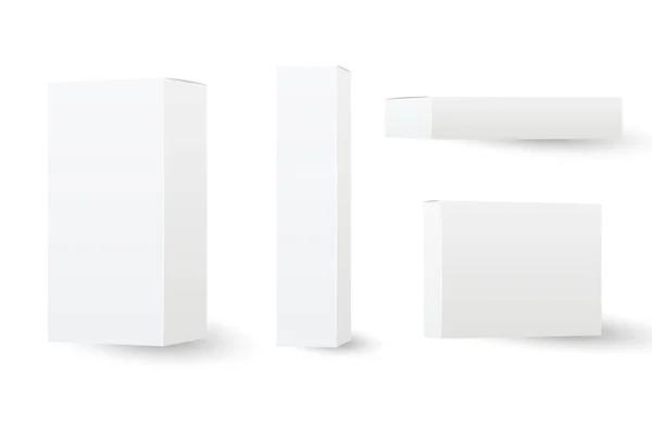 Beyaz Kutu Modeli Seti Kozmetik Ürün Paketi Maketi Vektör Boyutlu — Stok Vektör